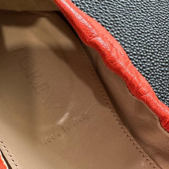 J. Crew Orange Leather Flats with Black Bow - Picture 5 of 7